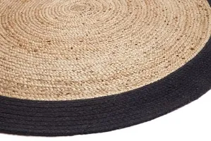 VANU Handwoven Jute Natural Reversible Rugs Round Braided Floor Carpet Mat for Living Room, Bedroom, Dining, Office, Restaurant (90 cm Round, Black Boder)-thumb2