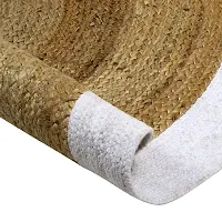 VANU? handwowen Jute Rug for Living Room,Dining Room,Bed Room,and Floor Braided Reversible Carpet for Bedroom Office Entry Ways (90 cm Round, White boder)-thumb1