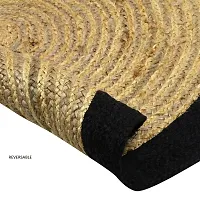 VANU Handwoven Jute Natural Reversible Rugs Round Braided Floor Carpet Mat for Living Room, Bedroom, Dining, Office, Restaurant (90 cm Round, Black Boder)-thumb3