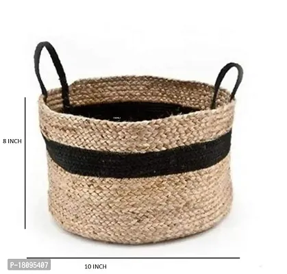 VANU? Handwowen Jute Planter Pots/Storage Basket with Handle, Multi-Purpose Storage Bag use for Bathroom Living Room-thumb2