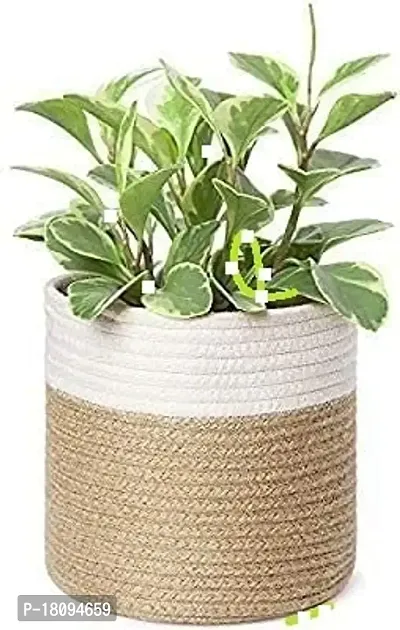 VANU? Handwowen Jute Planter Pots/Storage Basket with Handle, Multi-Purpose Storage Bag use for Bathroom Living Room