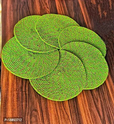 VANU? Handwowen Jute and Cotton Heat Resistant Dining Table Place mats,Placement for Dining Table,Jute Placement for Table, 35 cm Round-thumb3