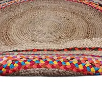 VANU? handwowen Jute chindi Multi Color Rug for Living Room,Dining Room,Bed Room,and Floor Braided Reversible Carpet for Bedroom (chindi Jute, 90 cm Round)-thumb2