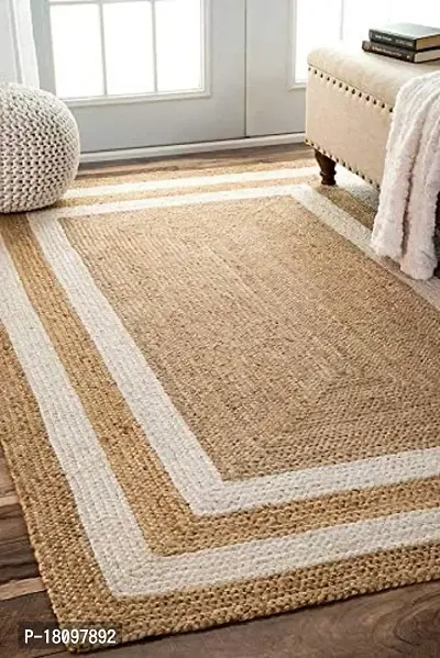 VANU? Handwoven Jute Rug Round and Rectangle Design,Braided Reversible, Runner, Kitchen,Hallway, Rug for Living  Bedroom