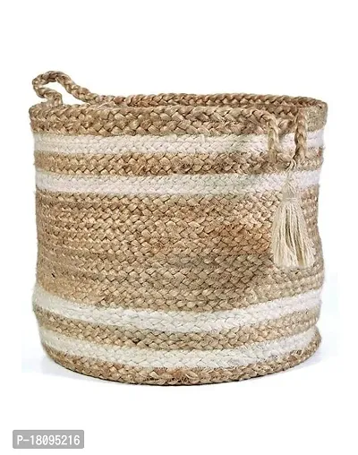 VANU? Handwowen Jute Planter Pots/Storage Basket with Handle, Multi-Purpose Storage Bag use for Bathroom Living Room-thumb3