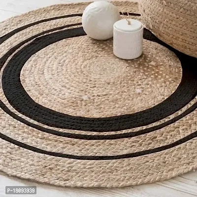 Vanu handwowen Jute Rug for Living Room,Dining Room,Bed Room,and Floor Braided Reversible Carpet for Bedroom 60 cm Round-thumb2