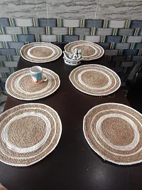 Vanu Handwowen Jute Heat Resistant Dining Table Place mats,Placement for Dining Table,Jute Placement for Table, 35 cm Round (35 cm Round 4pcs, v4)-thumb1