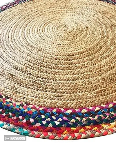 VANU? Handwoven Jute Rug Round and Rectangle Design,Braided Reversible, Runner, Kitchen,Hallway, Rug for Living  Bedroom-thumb3