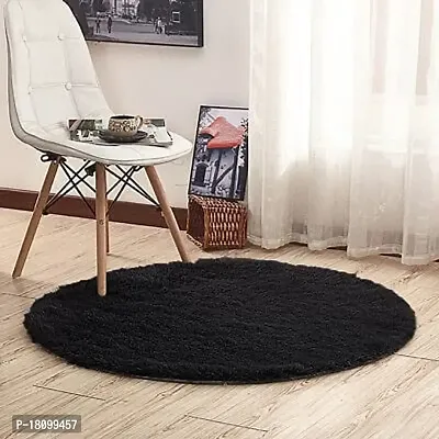 VANU? Micro Fiber Polyester Anti Slip Shaggy Fluffy Fur Rug and Carpet for Living Room, Bedroom (2x2 feet, a-01)-thumb2