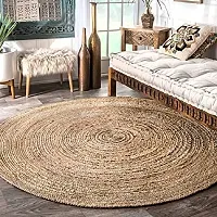 VANU? Handwoven Jute Rug Round and Rectangle Design Natural Fibers, Braided Reversible, Runner, Kitchen Rugs, Hallway, Rug for Living  Bedroom (V-02A, 70 cm Round)-thumb2