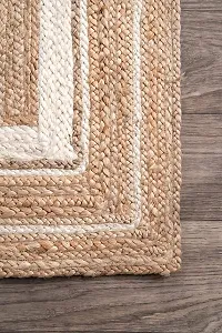 VANU? Handwoven Jute Rug Round and Rectangle Design,Braided Reversible, Runner, Kitchen,Hallway, Rug for Living  Bedroom-thumb1