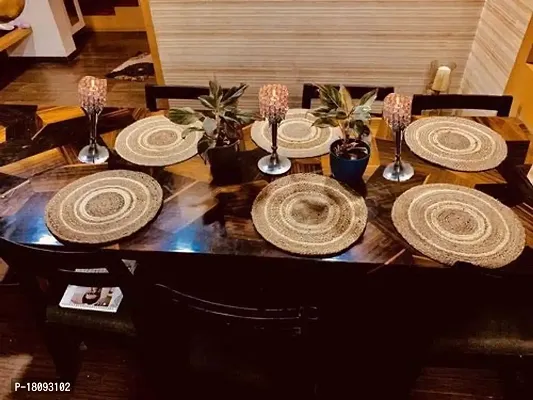 Vanu Handwowen Jute Heat Resistant Dining Table Place mats,Placement for Dining Table,Jute Placement for Table, 35 cm Round (35cm Round 2 pcs, v1)-thumb0