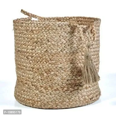 VANU? Handwowen Jute Planter Pots/Storage Basket with Handle, Multi-Purpose Storage Bag use for Bathroom Living Room