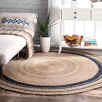 VANU? Handwoven Jute Rug Round and Rectangle Design,Braided Reversible, Runner, Kitchen,Hallway, Rug for Living  Bedroom-thumb1