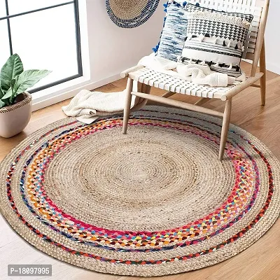 VANU? Handwoven Jute Rug Round and Rectangle Design,Braided Reversible, Runner, Kitchen,Hallway, Rug for Living  Bedroom-thumb5