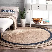 VANU handwowen Jute Rug for Living Room,Dining Room,Bed Room,and Floor Braided Reversible Carpet for Bedroom (90 cm Round, VH05)-thumb1