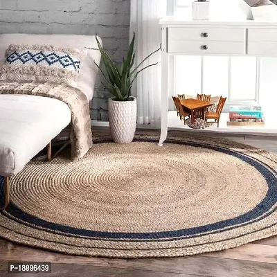 VANU handwowen Jute Rug for Living Room,Dining Room,Bed Room,and Floor Braided Reversible Carpet for Bedroom (90 cm Round, VH05)-thumb2