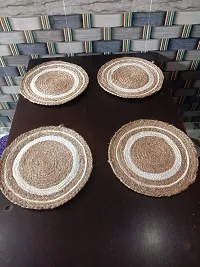 Vanu Handwowen Jute Heat Resistant Dining Table Place mats,Placement for Dining Table,Jute Placement for Table, 35 cm Round (35cm Round 2 pcs, v1)-thumb1