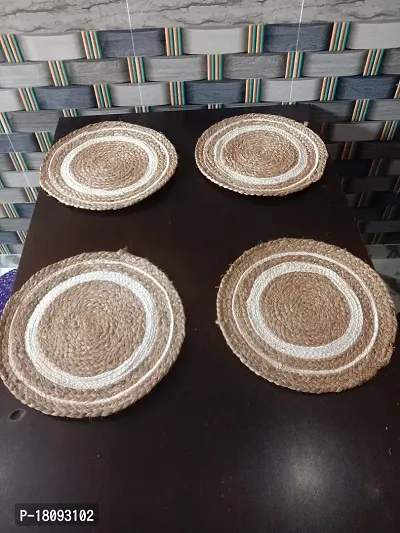 Vanu Handwowen Jute Heat Resistant Dining Table Place mats,Placement for Dining Table,Jute Placement for Table, 35 cm Round (35cm Round 2 pcs, v1)-thumb2