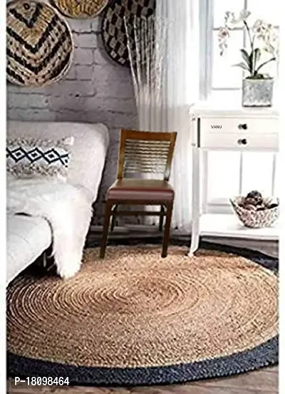 VANU? Handwoven Jute Rug Round and Rectangle Design,Braided Reversible, Runner, Kitchen,Hallway, Rug for Living  Bedroom