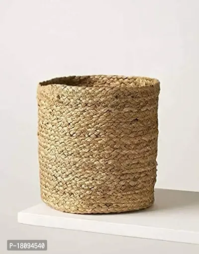 VANU? Handwowen Jute Planter Pots/Storage Basket with Handle, Multi-Purpose Storage Bag use for Bathroom Living Room-thumb2