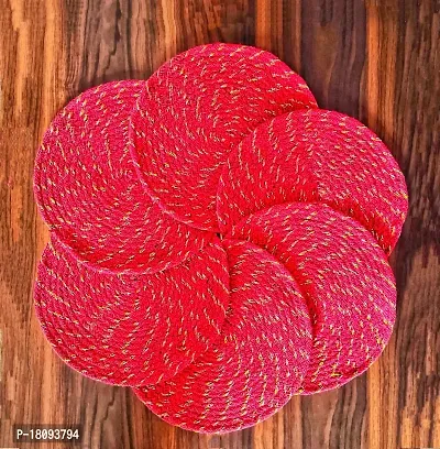 VANU? Handwowen Jute and Cotton Heat Resistant Dining Table Place mats,Placement for Dining Table,Jute Placement for Table, 35 cm Round-thumb3