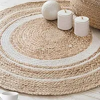 VANU handwowen Jute Rug for Living Room,Dining Room,Bed Room,and Floor Braided Reversible Carpet for Bedroom 90 cm Round-thumb3