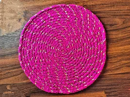 VANU? Handwowen Jute and Cotton Heat Resistant Dining Table Place mats,Placement for Dining Table,Jute Placement for Table, 35 cm Round-thumb1