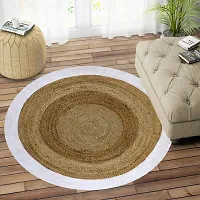 VANU? handwowen Jute Rug for Living Room,Dining Room,Bed Room,and Floor Braided Reversible Carpet for Bedroom Office Entry Ways (90 cm Round, White boder)-thumb2