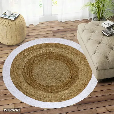 VANU? handwowen Jute Rug for Living Room,Dining Room,Bed Room,and Floor Braided Reversible Carpet for Bedroom Office Entry Ways (90 cm Round, White boder)-thumb3