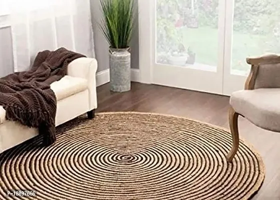 VANU? Handwoven Jute Rug Round and Rectangle Design,Braided Reversible, Runner, Kitchen,Hallway, Rug for Living  Bedroom-thumb0