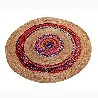 VANU? Handwoven Jute Rug Round and Rectangle Design Natural Fibers, Braided Reversible, Runner, Kitchen Rugs, Hallway, Rug for Living  Bedroom (V-01A, 90 cm Round)-thumb3