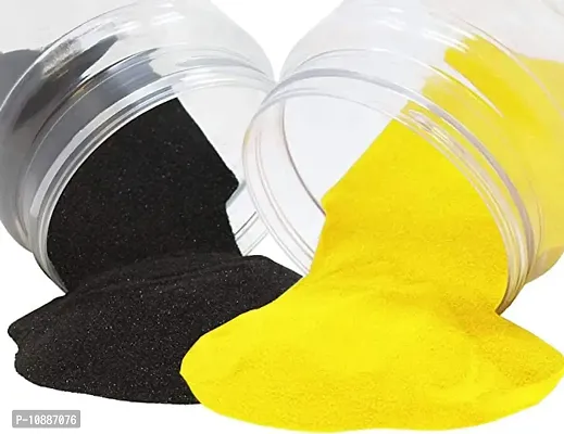 Sanskar Rangoli Colour Powder Black and Yellow 500 Gram Each Diwali Decoration Items Floor Art Rang for Home Navratri Pongal Pooja Mandir Decor (Pack of 2 Colors)