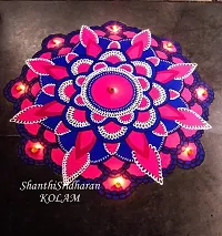 Sanskar Rangoli Colour Powder Ashmani Blue and Pink 500 Gram Each Diwali Decoration Items Floor Art Rang for Home Navratri Pongal Pooja Mandir Decor (Pack of 2 Colors)-thumb3