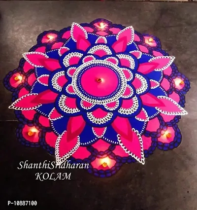 Sanskar Rangoli Colour Powder Ashmani Blue and Pink 500 Gram Each Diwali Decoration Items Floor Art Rang for Home Navratri Pongal Pooja Mandir Decor (Pack of 2 Colors)-thumb4