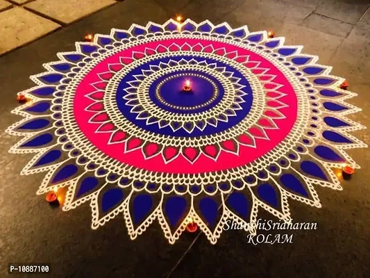 Sanskar Rangoli Colour Powder Ashmani Blue and Pink 500 Gram Each Diwali Decoration Items Floor Art Rang for Home Navratri Pongal Pooja Mandir Decor (Pack of 2 Colors)-thumb5