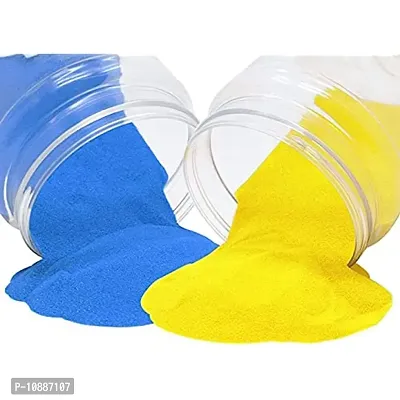 Sanskar Rangoli Colour Powder Yellow and Blue 500 Gram Each Diwali Decoration Items Floor Art Rang for Home Navratri Pongal Pooja Mandir Decor (Pack of 2 Colors)