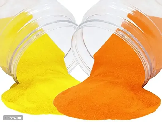 Sanskar Rangoli Colour Powder Yellow and Orange 500 Gram Each Diwali Decoration Items Floor Art Rang for Home Navratri Pongal Pooja Mandir Decor (Pack of 2 Colors)