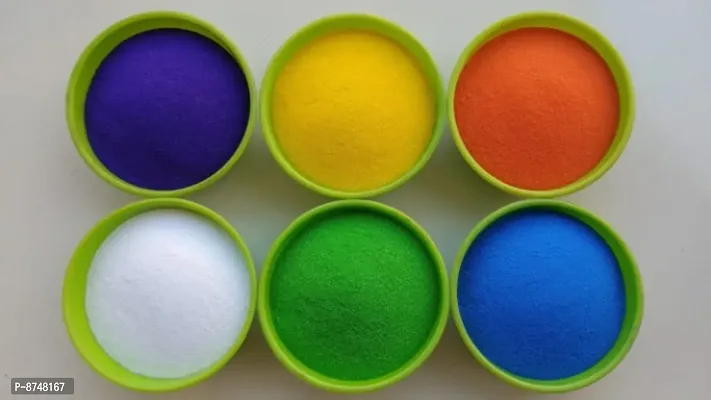 Rangoli Colors/Festival Diwali/Natural Organic Powder/Diwali Festival Red,Yellow,White,Dark Blue,Blue,Green Special Occasions/For Rangoli Daily Pooja Needs 300 Gram Each Total 1800 Gram-thumb0