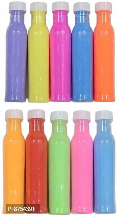 Rangoli Powder Colors Bottles 100 Gram Each Design Creativity Diwali Floor Rangoli Art Multicolors Colors 10 Bottle-thumb0