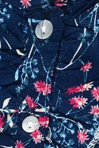 Stunning Navy Blue Cotton Flower Print Dress For Girls-thumb3