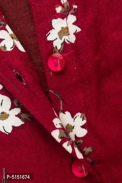 Stunning Maroon Cotton Flower Print Dress For Girls-thumb2