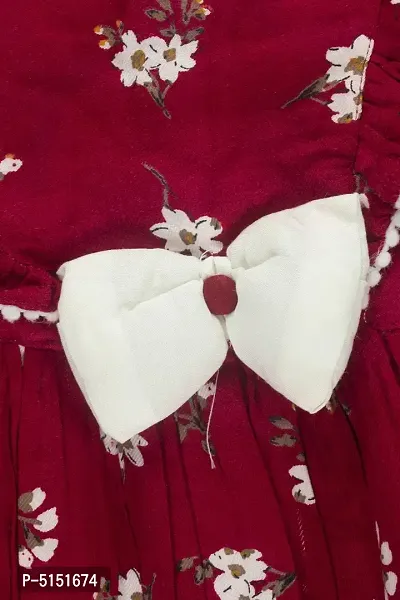 Stunning Maroon Cotton Flower Print Dress For Girls-thumb5