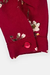 Stunning Maroon Cotton Flower Print Dress For Girls-thumb3