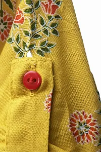 Stunning Yellow Cotton Floral Printed Dress with Bloomer For Girls-thumb2