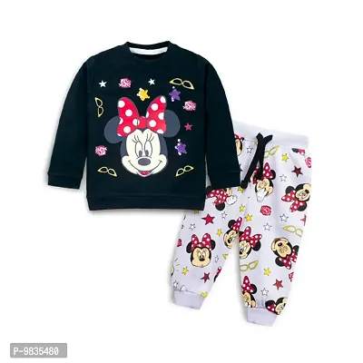 mustmom Cute Winter Sweatshirt Set Soft and Comfortable Top paired with Printed Sweatpants-thumb0