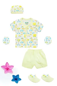 mustmom Baby Boys & Baby Girls Casual T-Shirt Cap, Shorts, Mitten, Socks, Handkerchief (Yellow)-thumb1
