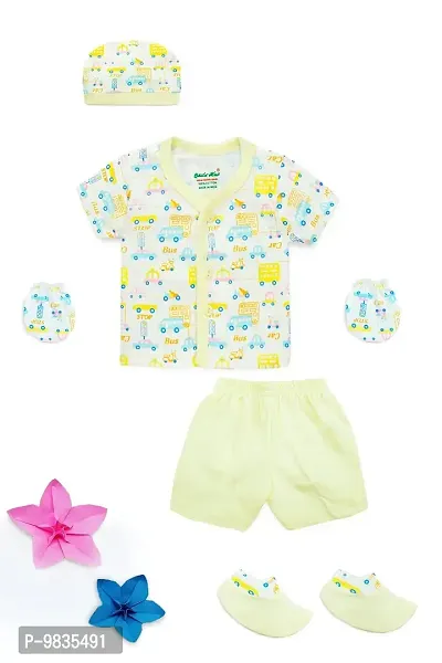 mustmom Baby Boys & Baby Girls Casual T-Shirt Cap, Shorts, Mitten, Socks, Handkerchief (Yellow)-thumb2