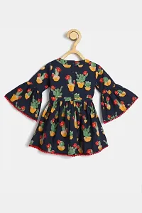 Round Neck Fit and Flair Full Sleeves Dress - Multicolor-thumb1