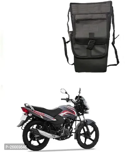 Asesome Creation TCP Plain Black Tank Cover Plain 2 Strap TVS Universal For Bike Bike Tank Cover